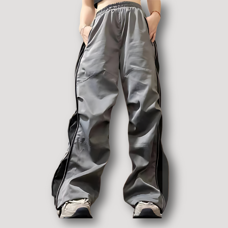 Sportief Wide Leg Baggy Fit Zijstrepen Techwear Broek