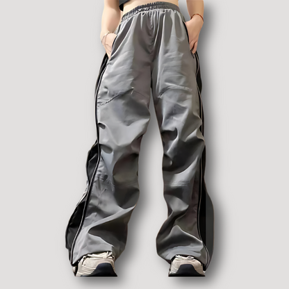 Sportief Wide Leg Baggy Fit Zijstrepen Techwear Broek