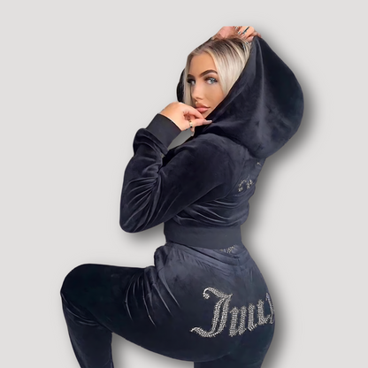 Juicy Strass Lettering Zip-Up Hoodie Tracksuit Dames