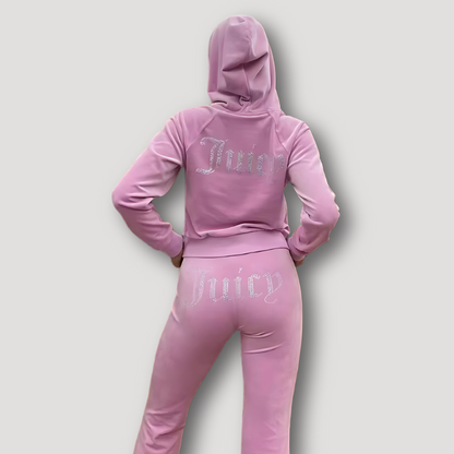 Juicy Strass Lettering Zip-Up Hoodie Tracksuit Dames