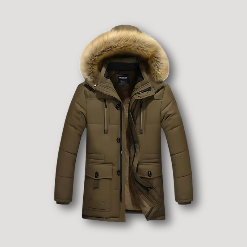 Zip Up Parka Stijl Pluche Faux Fur Glad Winter Jas