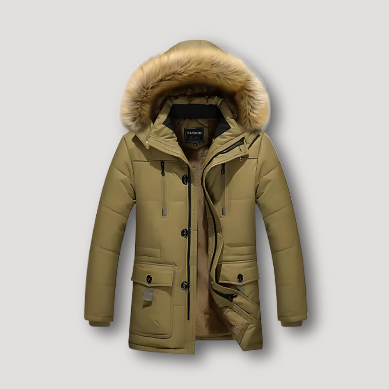 Zip Up Parka Stijl Pluche Faux Fur Glad Winter Jas