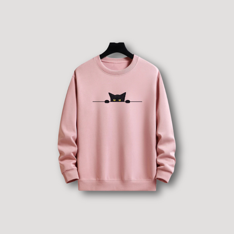 Minimalistische Starende Zwarte Kat Grafische Sweater