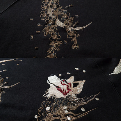 Nine-Tailed Fox Kitsune Japans Zwart Hoodie