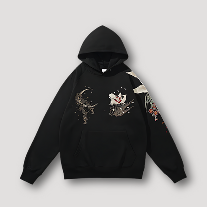 Nine-Tailed Fox Kitsune Japans Zwart Hoodie