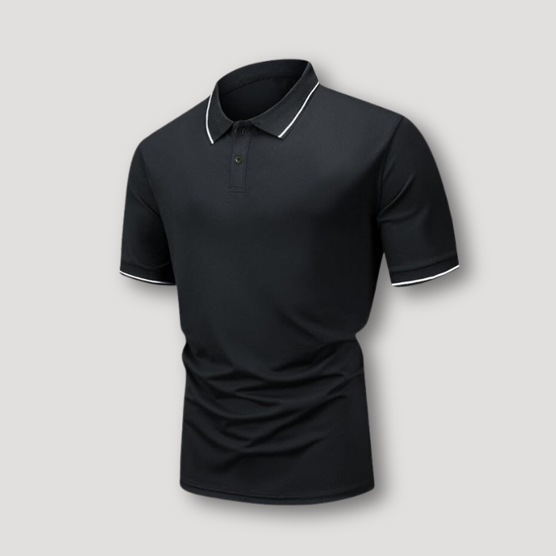 Wit Accent Korte Mouw Slim Fit Polo Shirt Heren