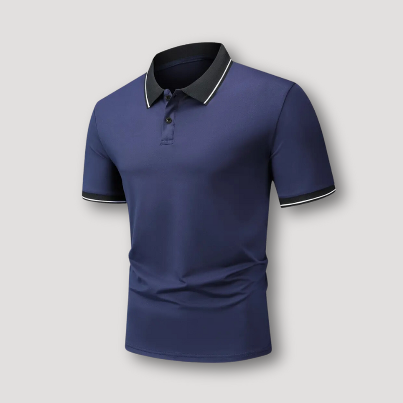 Wit Accent Korte Mouw Slim Fit Polo Shirt Heren