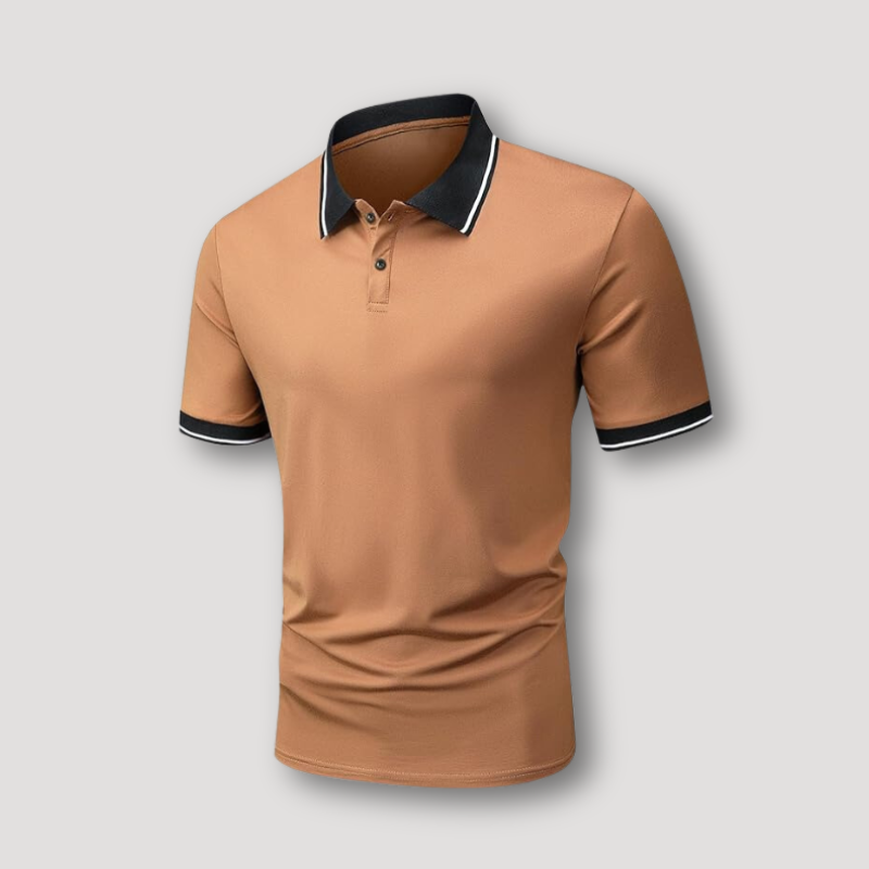 Wit Accent Korte Mouw Slim Fit Polo Shirt Heren