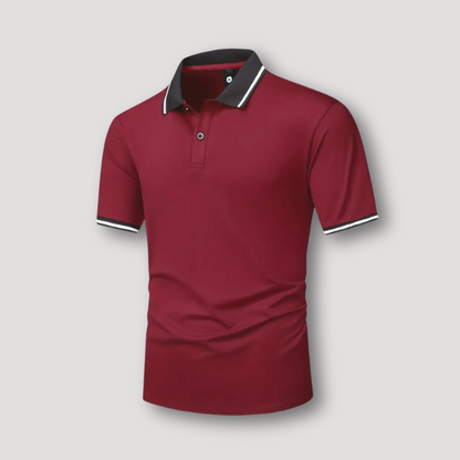 Wit Accent Korte Mouw Slim Fit Polo Shirt Heren