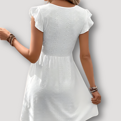 Vloeiend Kant Eyelet Zomer Mini Kleid