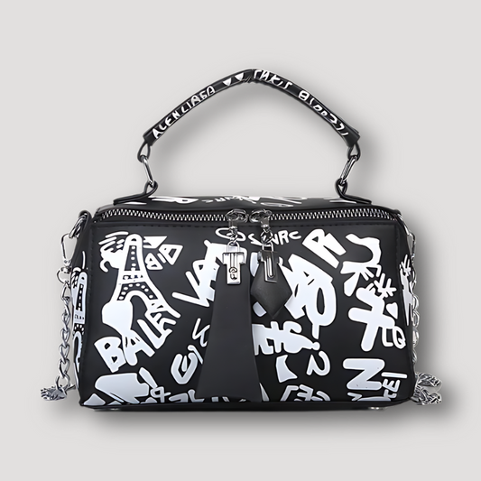 Rechthoek Zwarte Graffiti Print Shoulder Mini Bag