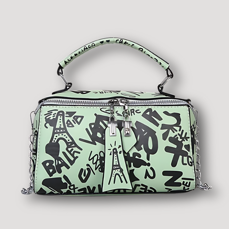 Rechthoek Zwarte Graffiti Print Shoulder Mini Bag