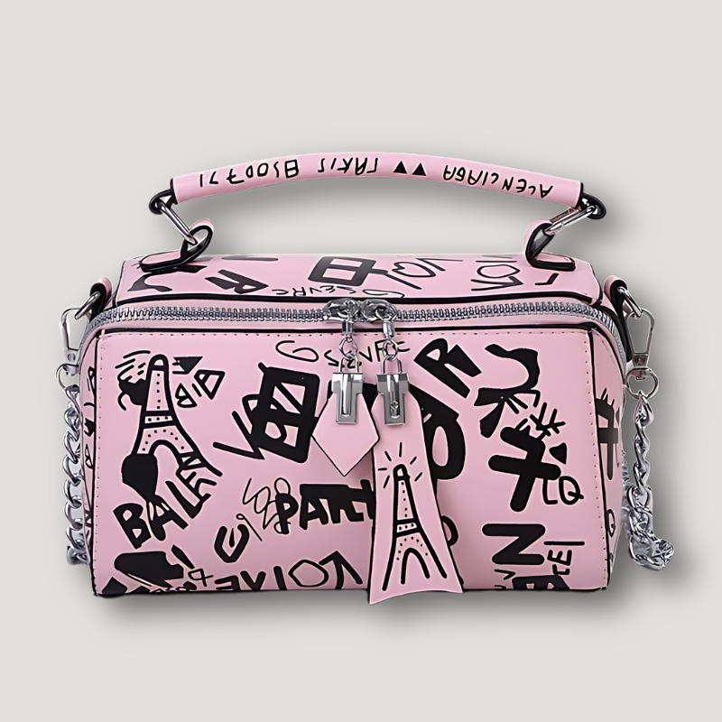 Rechthoek Zwarte Graffiti Print Shoulder Mini Bag