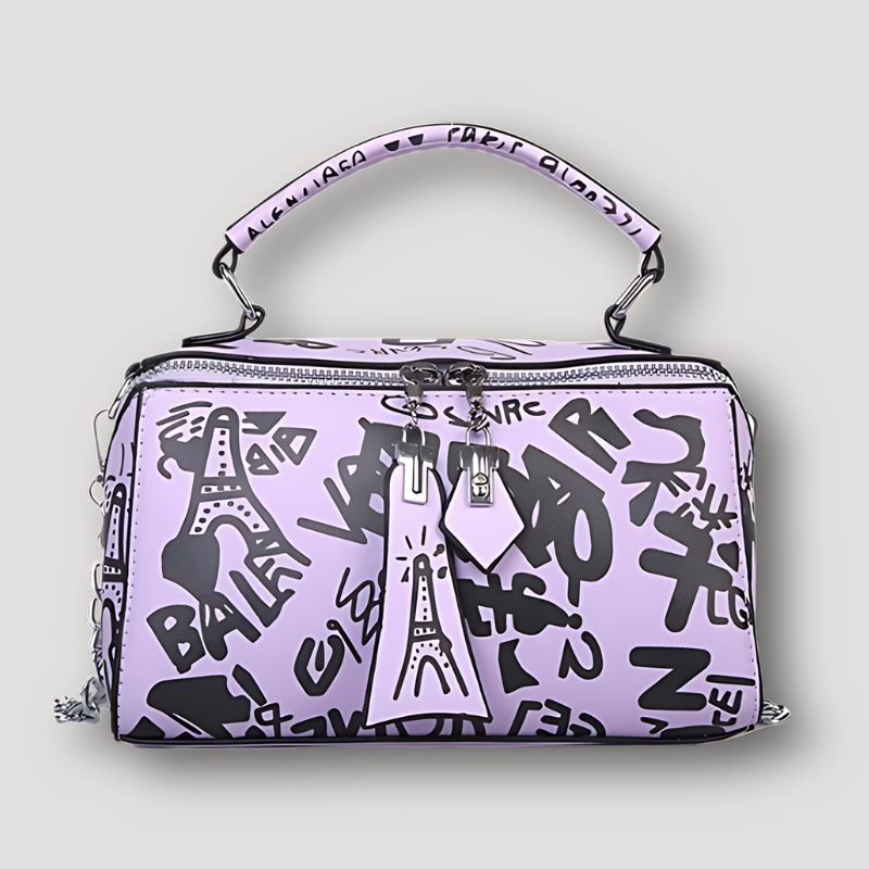 Rechthoek Zwarte Graffiti Print Shoulder Mini Bag