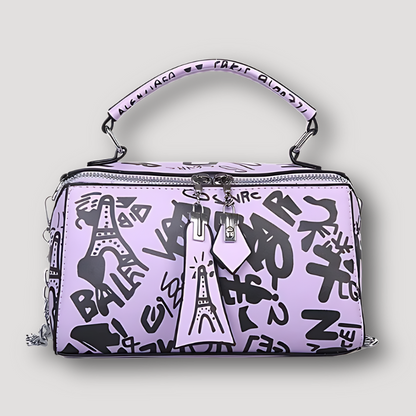 Rechthoek Zwarte Graffiti Print Shoulder Mini Bag