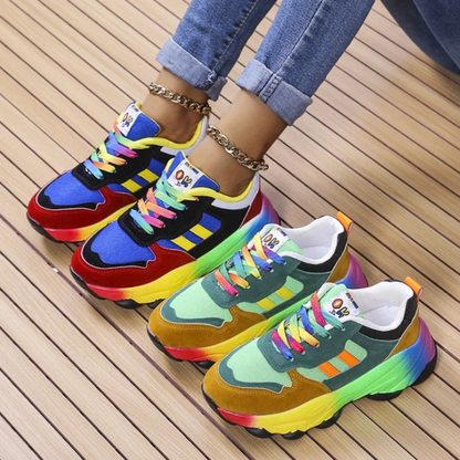 Vibrant Kleurrijke Gradiënt Regenboog Sneakers