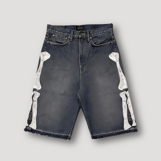 Los Ruig Borduurwerk Bedrukt Patroon Denim Jorts