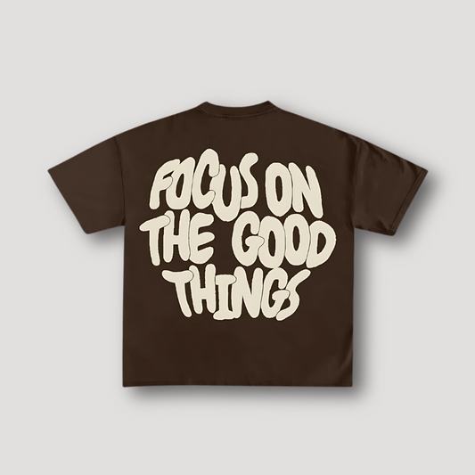 FOCUS ON THE GOOD THINGS" Korte Mouw Grafisch T Shirt