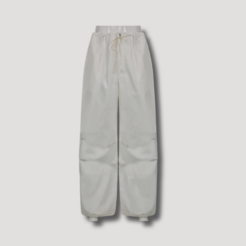 Witte Cargo Broek Met Koord Bij De Enkel