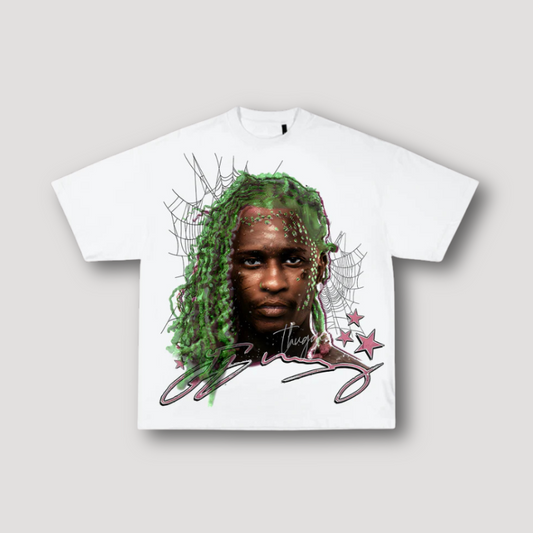 Young Thug Realistisch Portret Wit Grafisch T Shirt