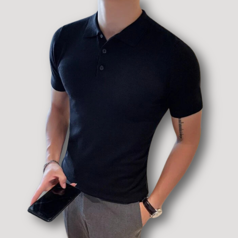 Zomer Gebreid Slim Fit Korte Mouw Polo Shirt Heren