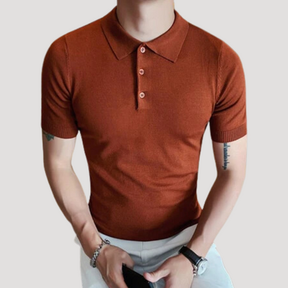 Zomer Gebreid Slim Fit Korte Mouw Polo Shirt Heren