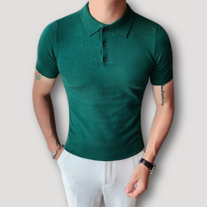 Zomer Gebreid Slim Fit Korte Mouw Polo Shirt Heren