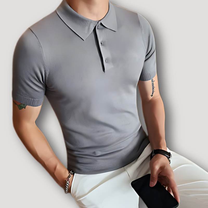 Zomer Gebreid Slim Fit Korte Mouw Polo Shirt Heren