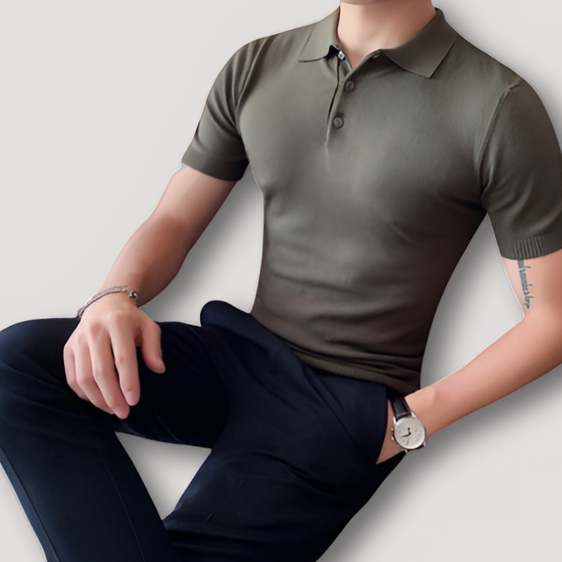 Zomer Gebreid Slim Fit Korte Mouw Polo Shirt Heren