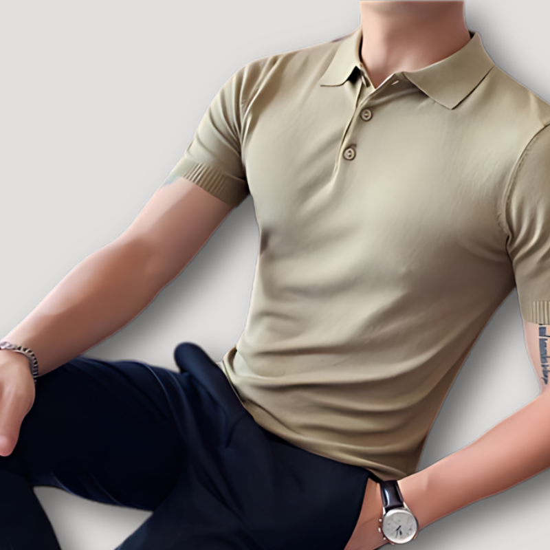 Zomer Gebreid Slim Fit Korte Mouw Polo Shirt Heren