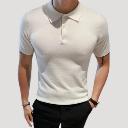 Zomer Gebreid Slim Fit Korte Mouw Polo Shirt Heren