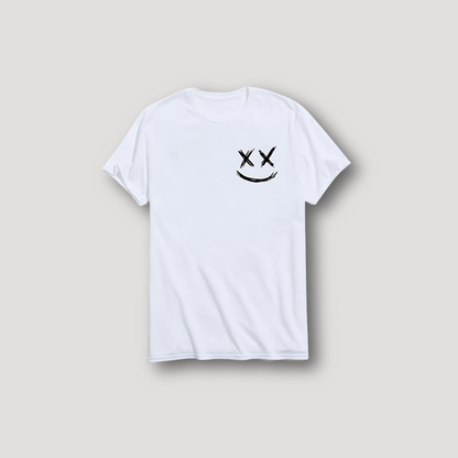 X Oog Smiley Gezicht Minimalistisch Grafisch Printed T Shirt