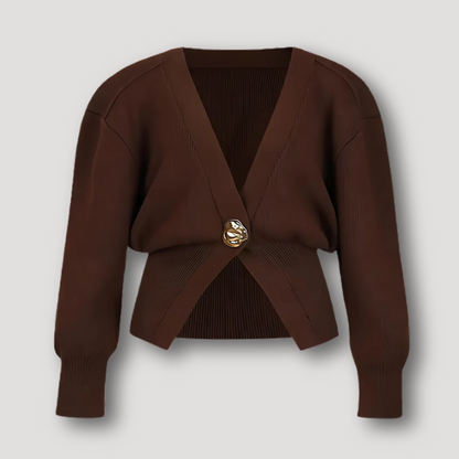 Button Cropped Gouden Verklaring Cardigan Knitwear