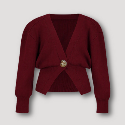 Button Cropped Gouden Verklaring Cardigan Knitwear