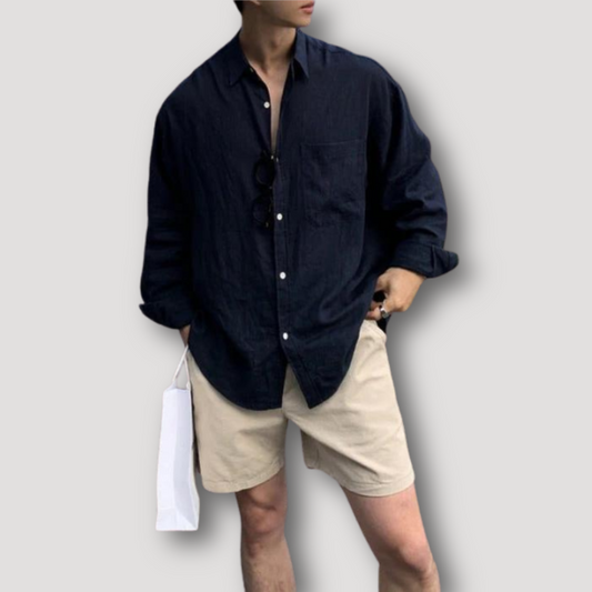 Plain Button Up Zomers Strand Linnen Shirt