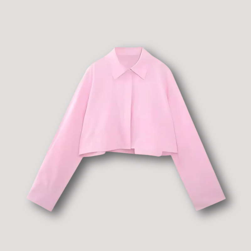 Klassiek Cropped Lange Mouw Button Down Collar Shirt Voor Vrouwen