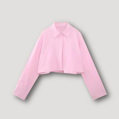 Klassiek Cropped Lange Mouw Button Down Collar Shirt Voor Vrouwen