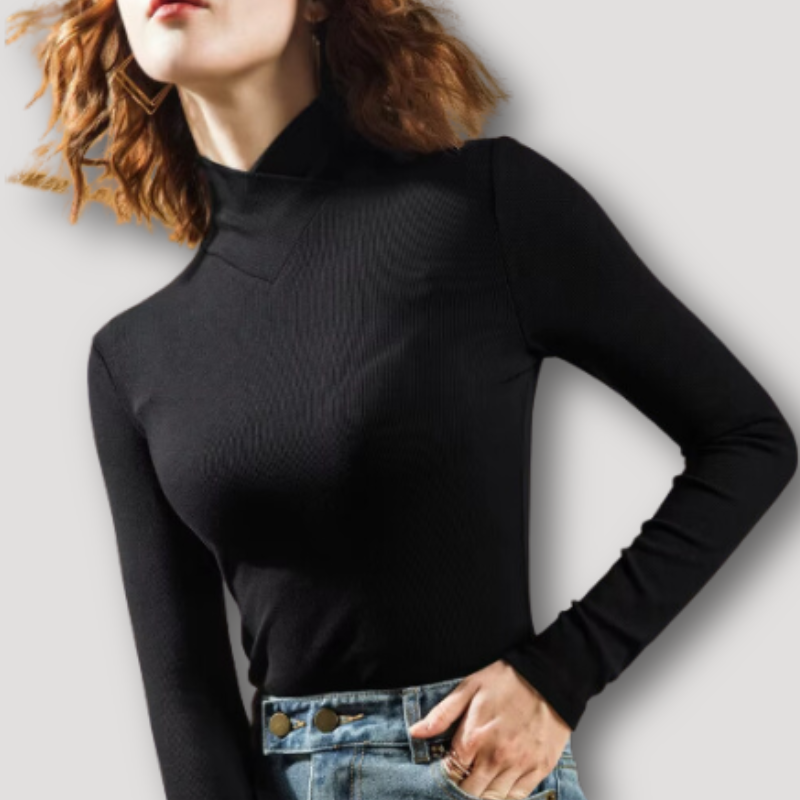 Geribbeld Slim Fit V-gevormd Turtleneck Knitted Sweater