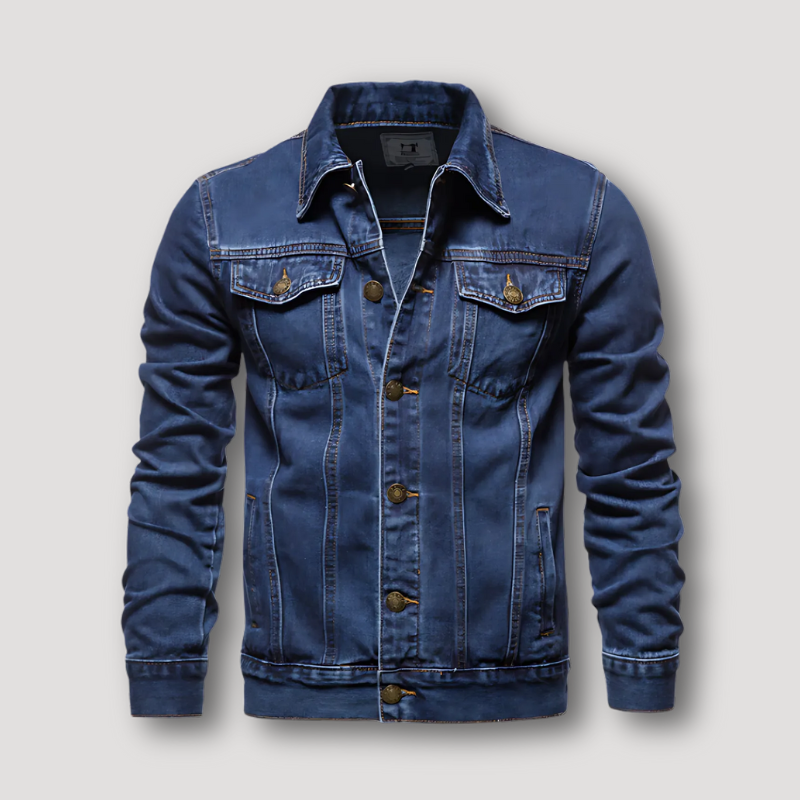 Button Up Klassiek Westerse Stijl Aangepast Fit Denim Jas