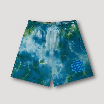 Batik Patroon Veelkleurig Sportief Mesh Shorts