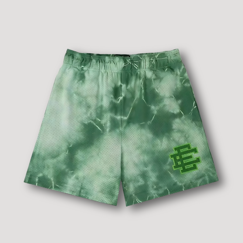 Batik Patroon Veelkleurig Sportief Mesh Shorts