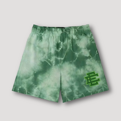 Batik Patroon Veelkleurig Sportief Mesh Shorts