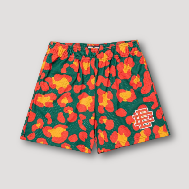 Kusjes Luipaardprint Grafisch Sportief Mesh Shorts