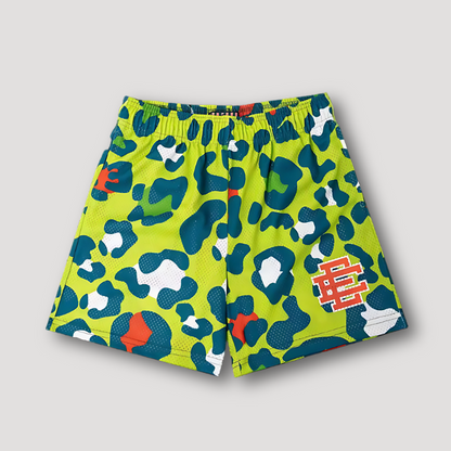 Kusjes Luipaardprint Grafisch Sportief Mesh Shorts