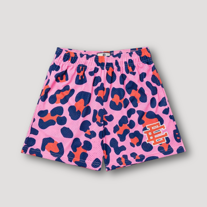 Kusjes Luipaardprint Grafisch Sportief Mesh Shorts