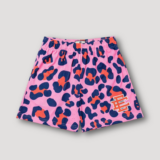 Kusjes Luipaardprint Grafisch Sportief Mesh Shorts