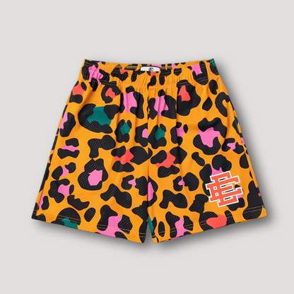 Kusjes Luipaardprint Grafisch Sportief Mesh Shorts