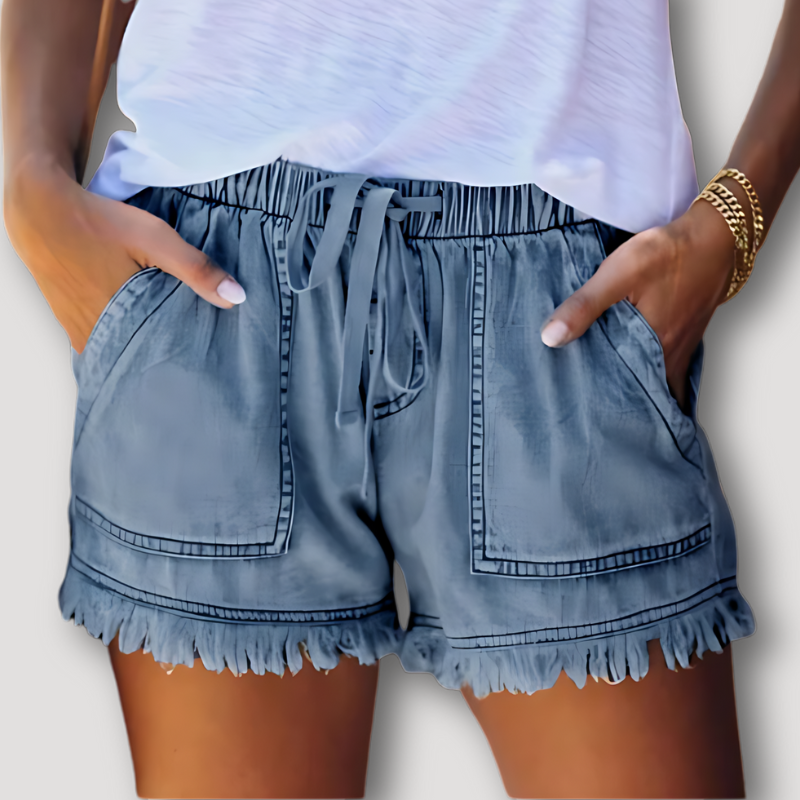 Casual Frayed Relaxed Fit Boheems Denim Shorts