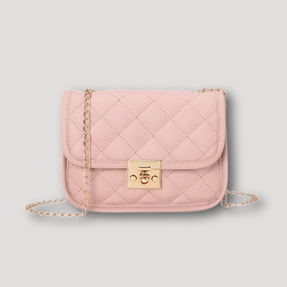 Quilted Patroon Gouden Metalen Ketting Shoulder Bag Dames