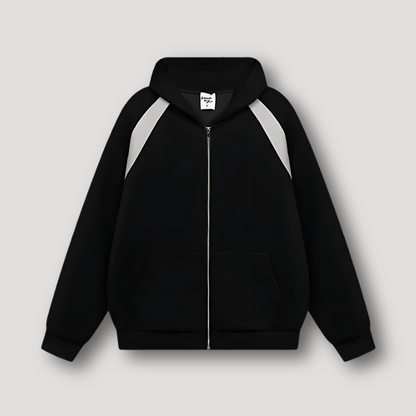 Sportieve Splicing Contrast Kleur Zip Up Hoodie